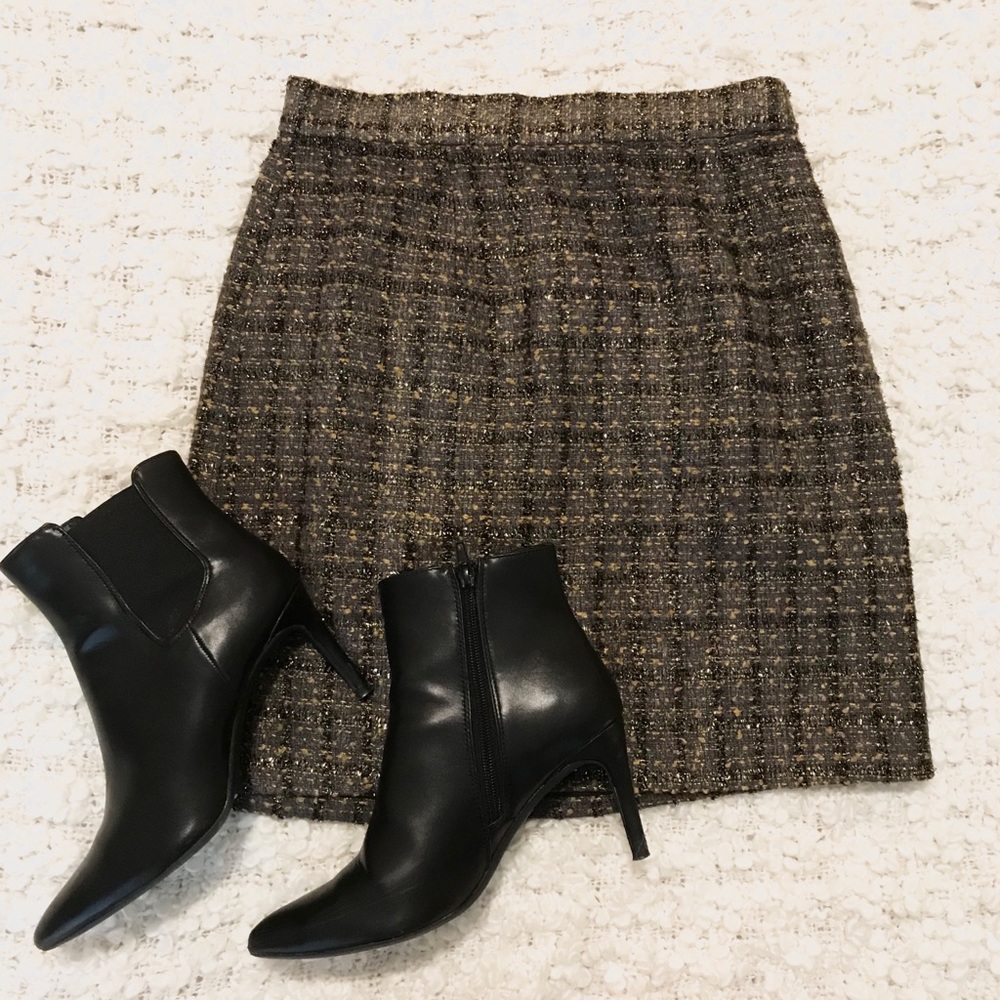 NEW BB Dakota Vina Tweed Metallic Skirt
